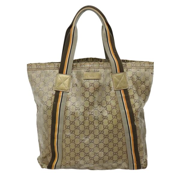 GUCCI GG Canvas Sherry Line Tote Bag Coated Canvas Gold Orange - Picture 2 of 13